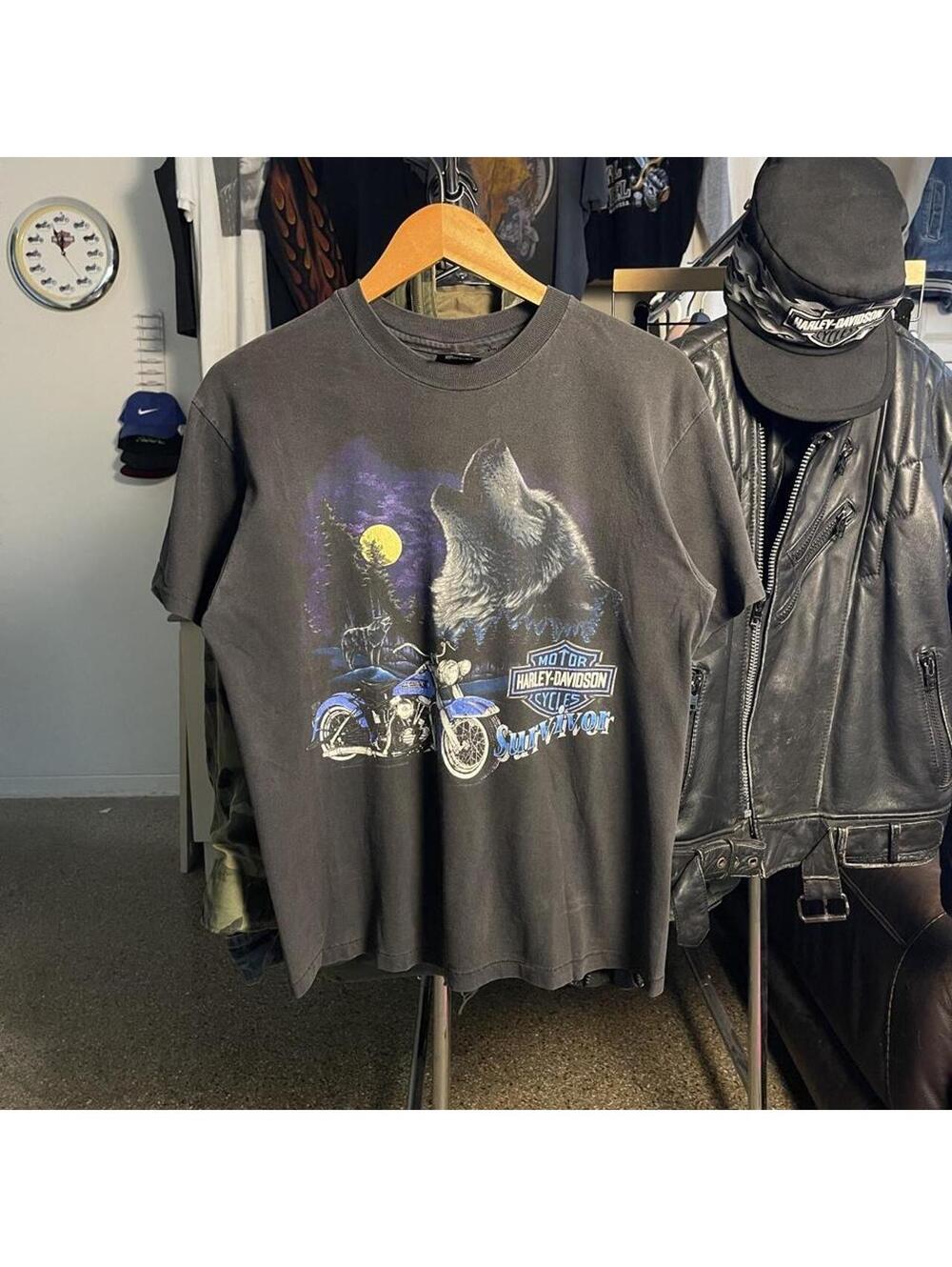 Vintage 90s Harley Davidson California Wolf Shirt